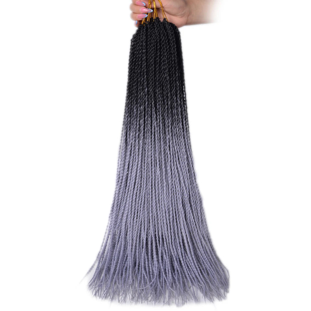 24-Inch Long Ombre Box Braids Crochet Hair - Pre-Looped Synthetic Braiding Hair Extensions - High Temperature Fiber 22 Strands/Pack Piano Color Crochet Braids for Women & Girls (27 Colors Available)