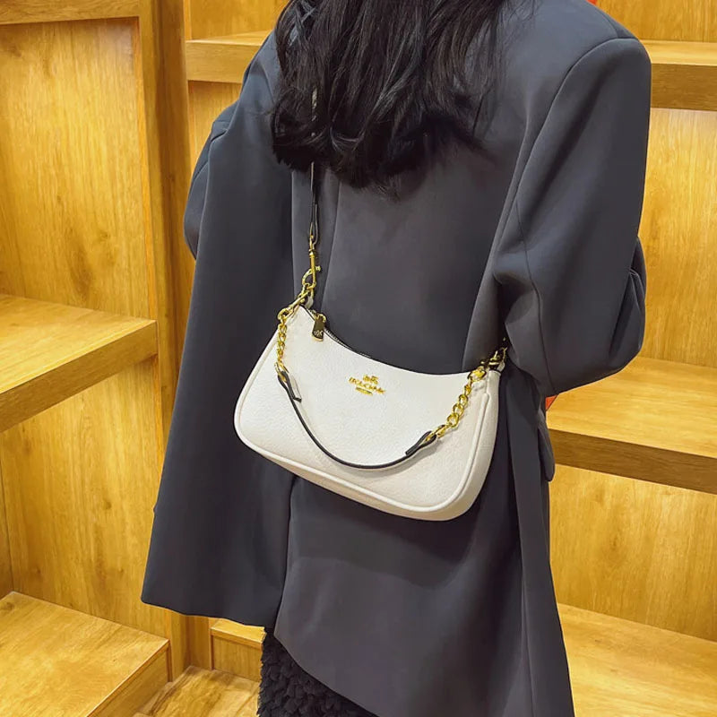 Women’s Luxury Lychee Pattern Crossbody Bag | High-End Soft Leather Underarm Bag | Fashion Casual Dumpling Hobo Tote Luxegan