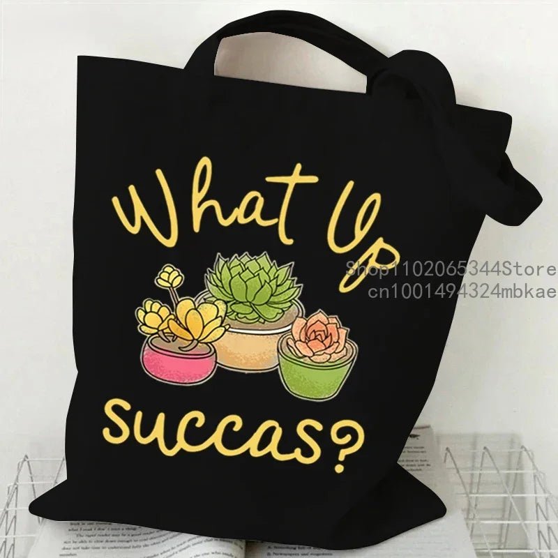 Soft Canvas Floral Cartoon Tote | Unisex Garden Print Shoulder Bag Luxegan