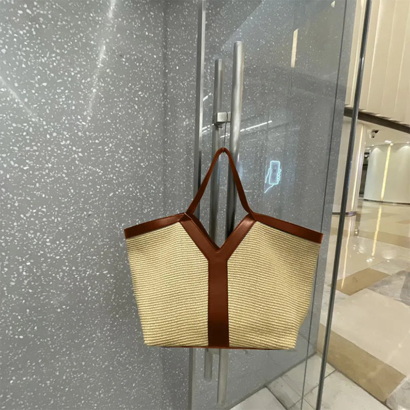 Designer Straw Tote Bag | Large Capacity Beach & Shopping Bag Luxegan