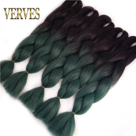 Synthetic Jumbo Braid Kanekalon Braiding Hair 24in | Ombre & Solid Colors | 100g