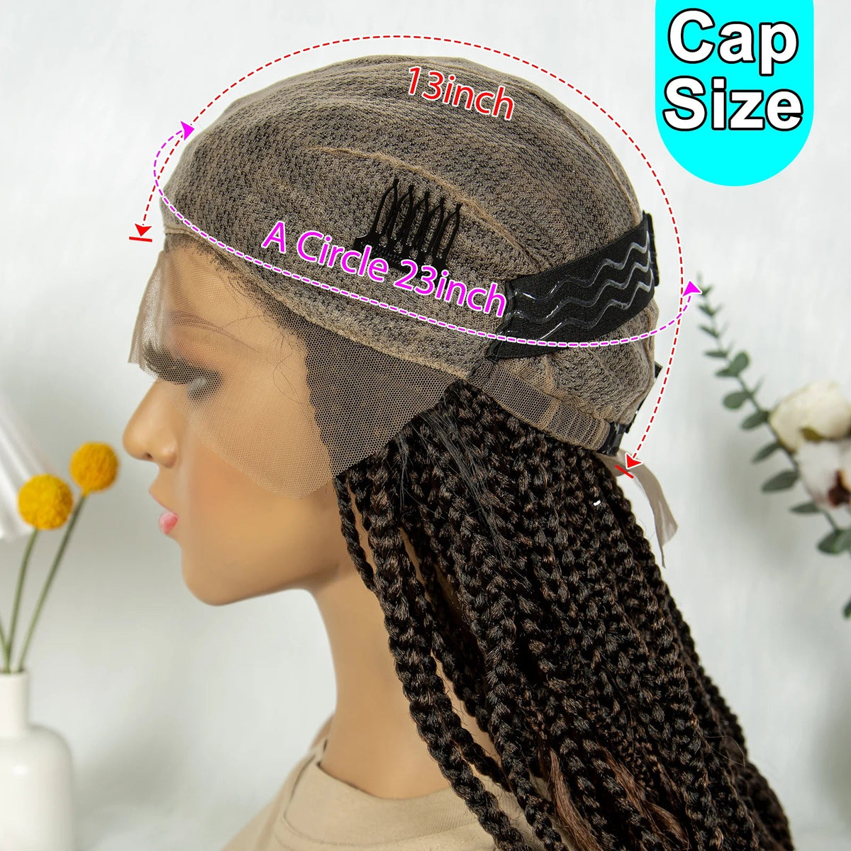 Kima Goddess Box Braided Wigs Transparent Full Lace Braided Wig French Curly Ends with Baby Hair Braided Wigs for African Women Luxegan