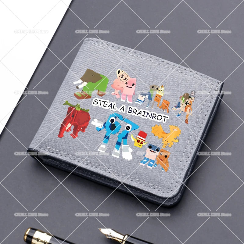 Anime "Six Seven" Brainrot Canvas Wallet | Sophisticated "Multi-Card Slot" Silhouette | High-End Boys Folding Billfold & Card Holder | "Dignified" High-Performance Short Coin Purse for Radiant Versatile Styling Luxegan