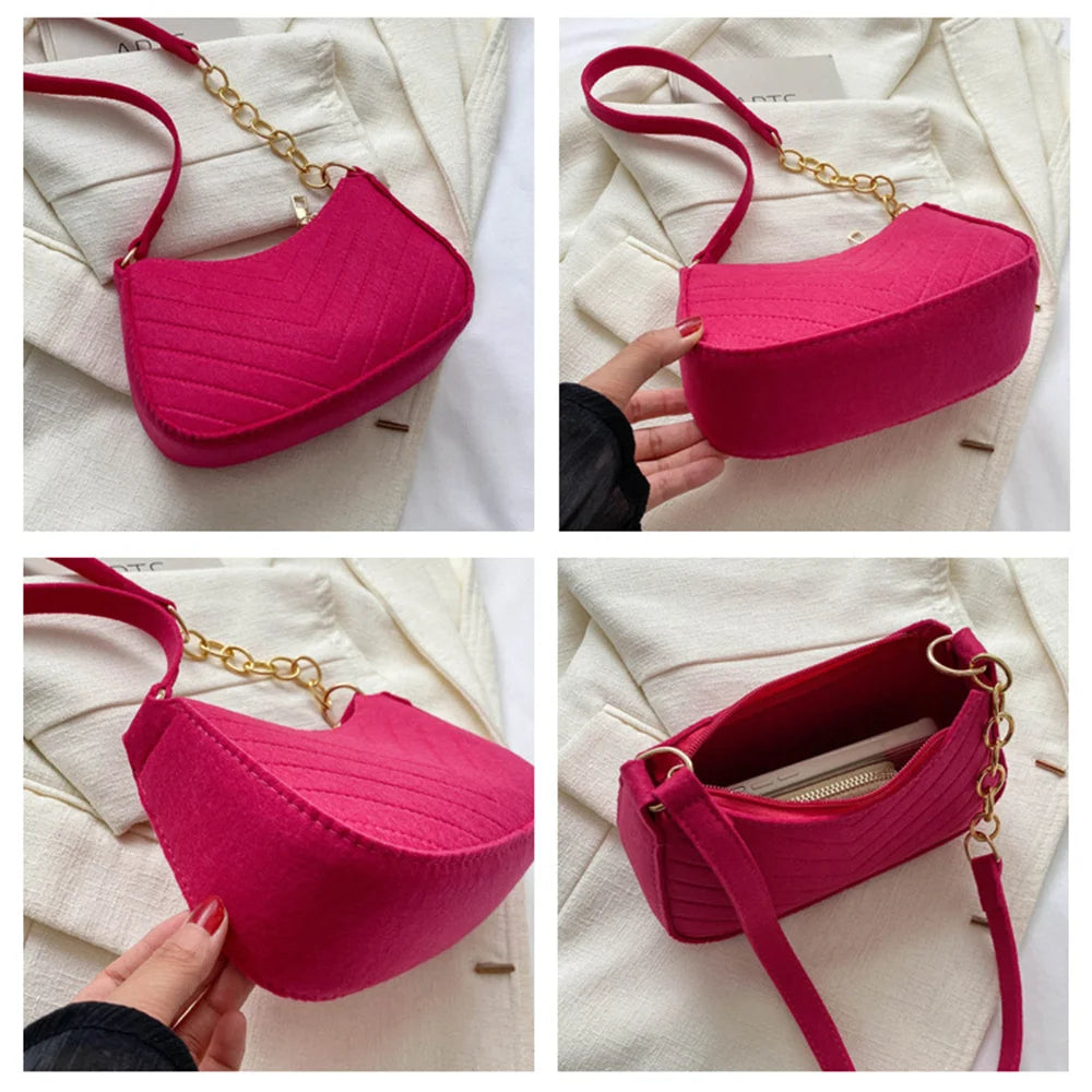 Nylon Mini Box Bag | Soft Felt Texture Solid Underarm Shoulder Bag Luxegan