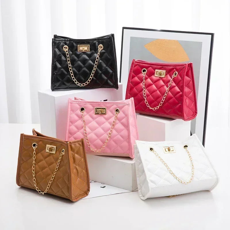 Women's Tote Bag with Chains | Diamond Lattice Underarm Luxury Shoulder Bag for Ladies (Designer Handbag for Parties) Luxegan