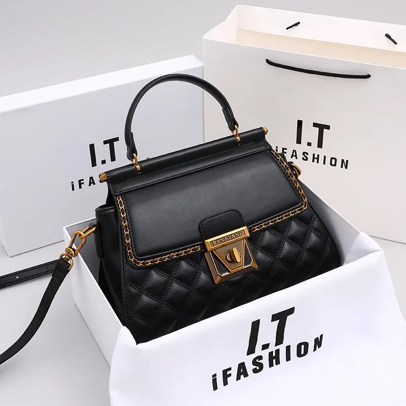Women's Handbag New Autumn & Winter | High-End Light Luxury Diamond Grid Small Square Bag (Shoulder & Crossbody) Luxegan