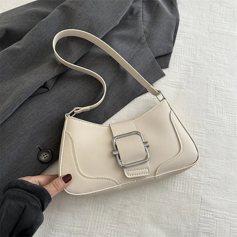 Women's Shoulder Bag | Fashionable Solid PU Leather Handbag & Casual Crossbody Purse