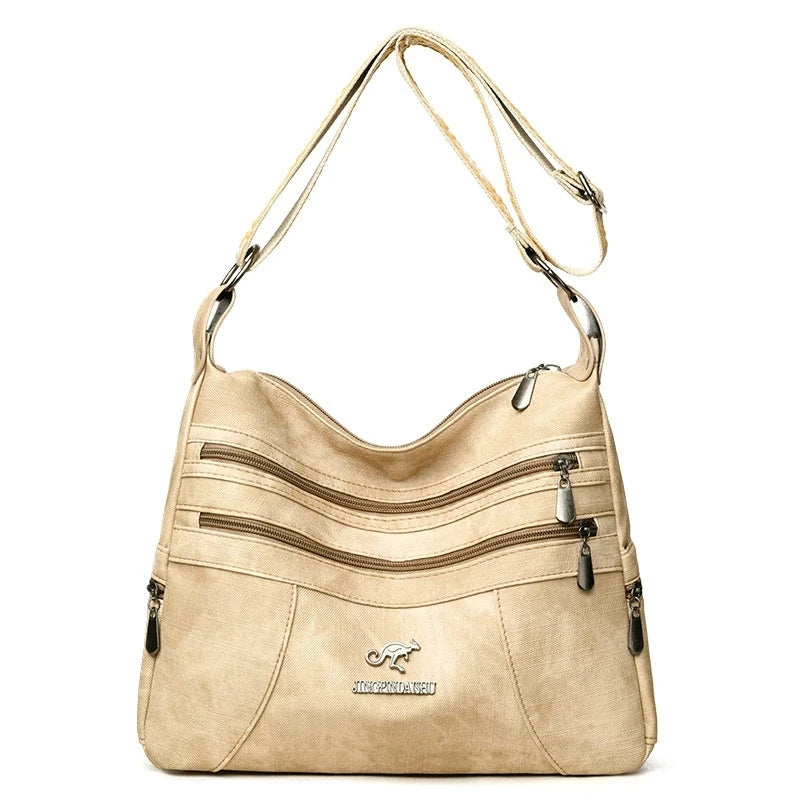 Vintage Style Shoulder Bag | Multi-Layer Crossbody Bag & Casual Faux Leather Handbag Luxegan
