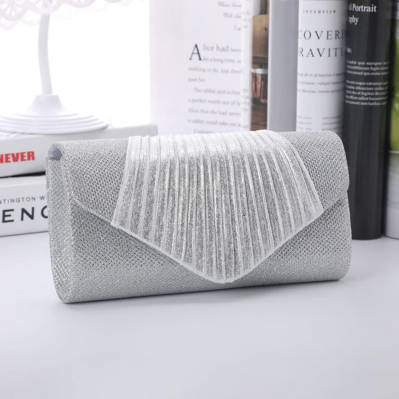 Luxury Women's Square Pleated Envelope Evening Clutch | Fashion Wedding Handbag Luxegan