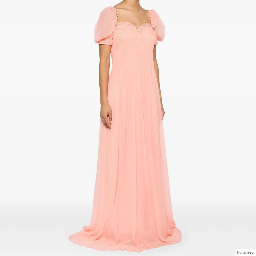 Ruched Draped Mermaid Evening Gown | Sweetheart Neck Short Sleeve Floor-Length Prom Dress Luxegan