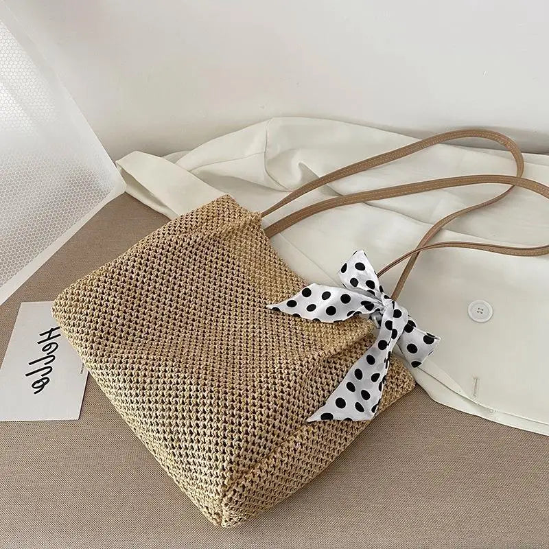 Straw Woven Handbag | Large Capacity Scarf Tote & Armpit Bag Luxegan