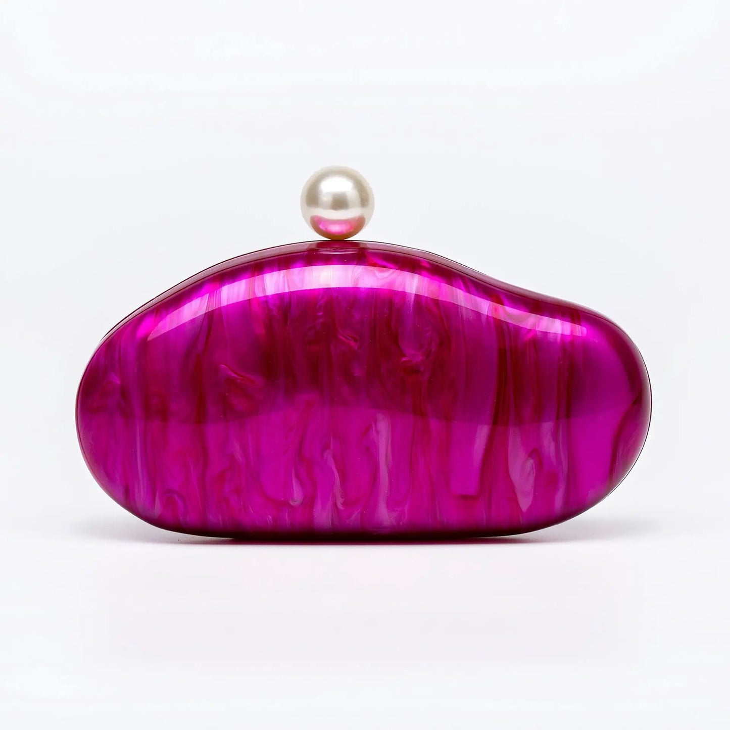 Luxury Pearl Acrylic Shell Clutch | Sophisticated "Oval Lady" Silhouette | Elegant Dinner Party Chain Purse | "Dignified" High-Performance Hard-Shell Essential for Radiant Versatile Styling Luxegan