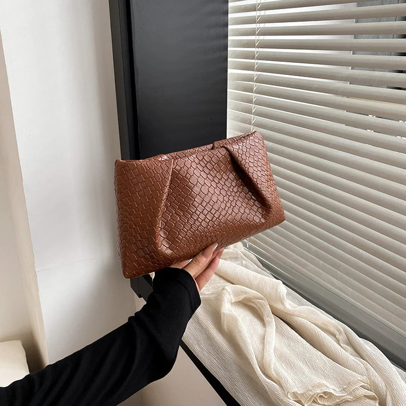 Bolso de mano multifuncional de moda para mujer, cartera de noche con patrón en relieve, gran capacidad, bolsillo para teléfono, monedero de lujo para mujer