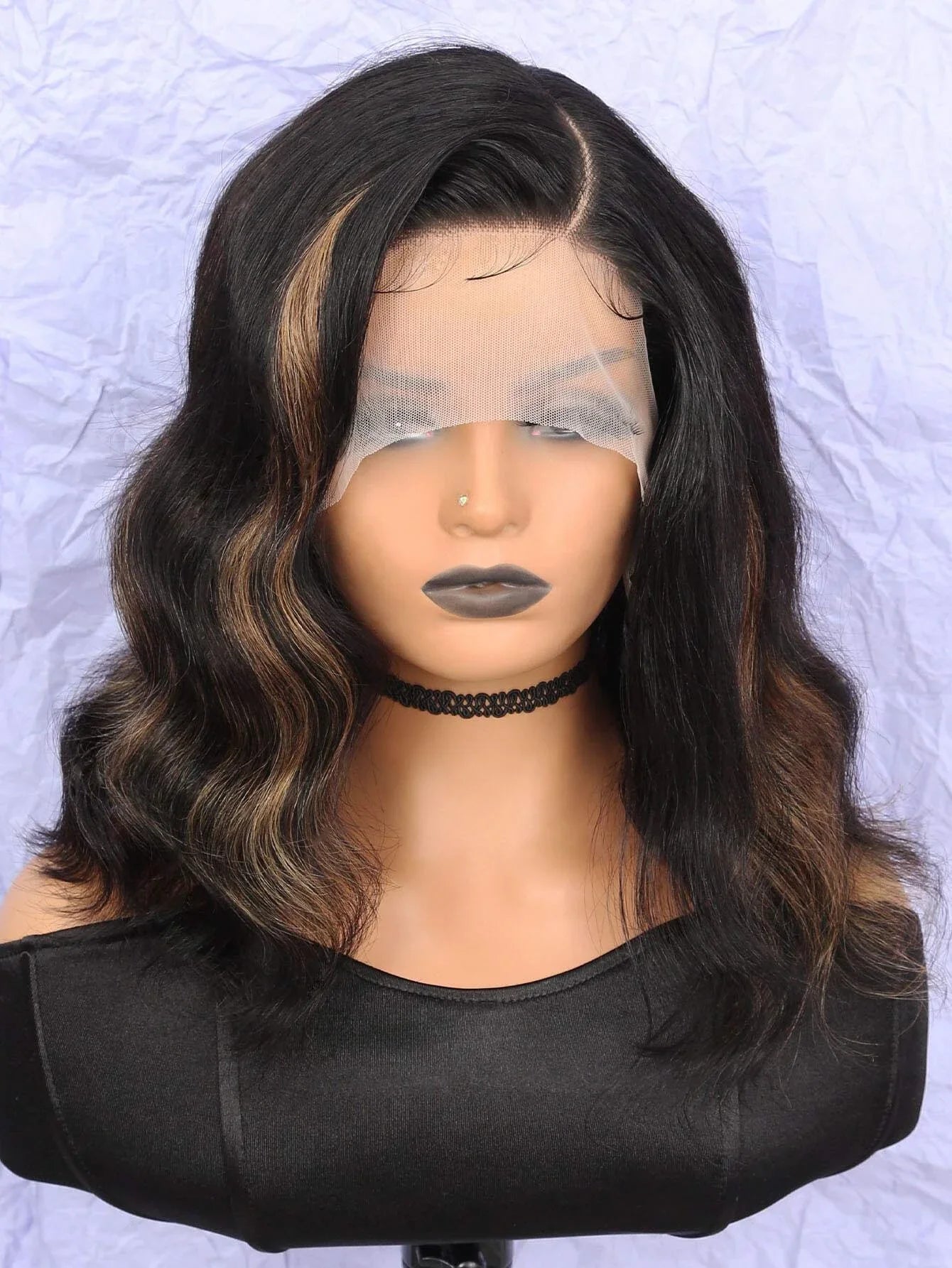 High-Density Mixed #30 Body Wave Bob | Sophisticated 13x5x1 HD Transparent T-Part Lace | Elegant "Caramel Highlight" Brazilian Human Hair | "Dignified" 8–16 Inch Pre-Plucked Remy Wig for Radiant Versatile Styling Luxegan