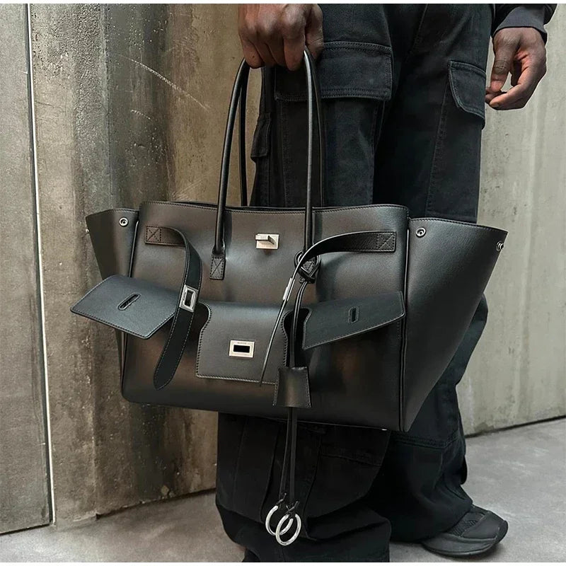 Luxury Wings Style Synthetic Leather Shoulder Bag,Large Capacity Commuting Women Tote Bag,Punk Buckle Simple Versatile Handbag