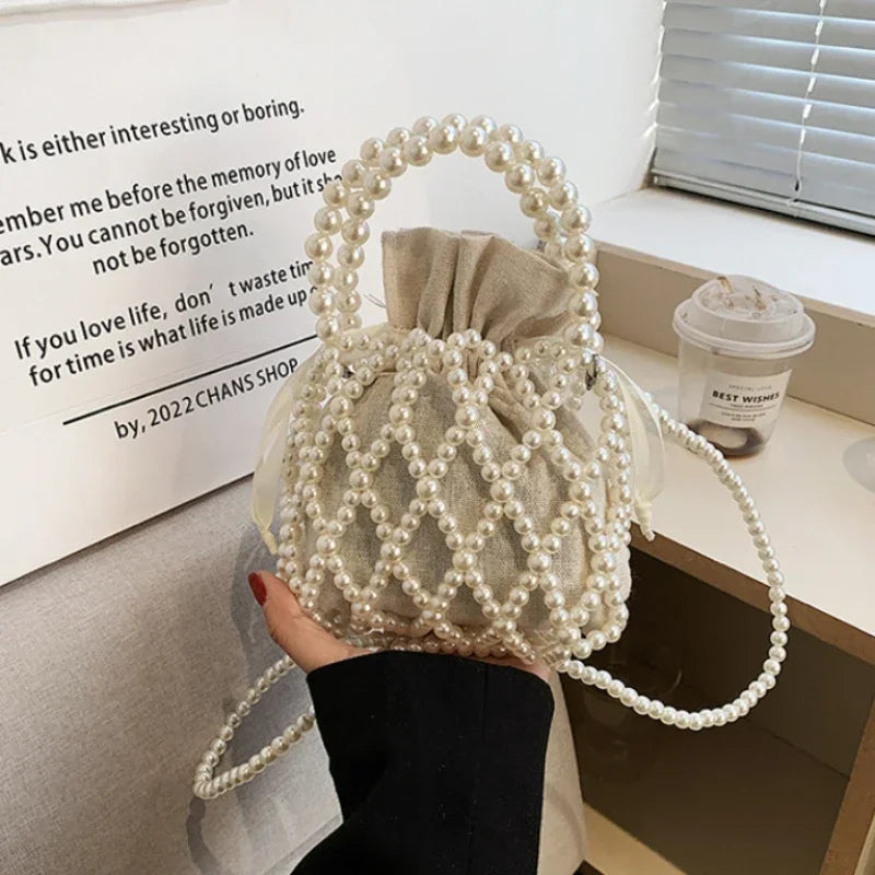 Women's Pearl Bag | Small Mini Tote Bag & Woven Crossbody Luxegan