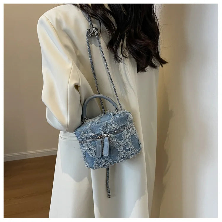 Fashion Denim Single Shoulder Bag | Women's Soft Chain Crossbody Handbag and Purse Luxegan