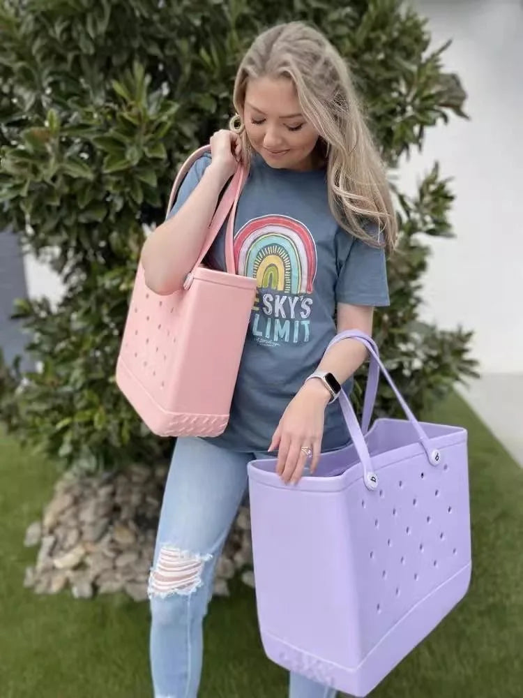 Beach EVA Bogg Bag | Rubber Waterproof Travel Tote Bag & Washable Handbag (For Sports, Beach, Market & Pool) Luxegan
