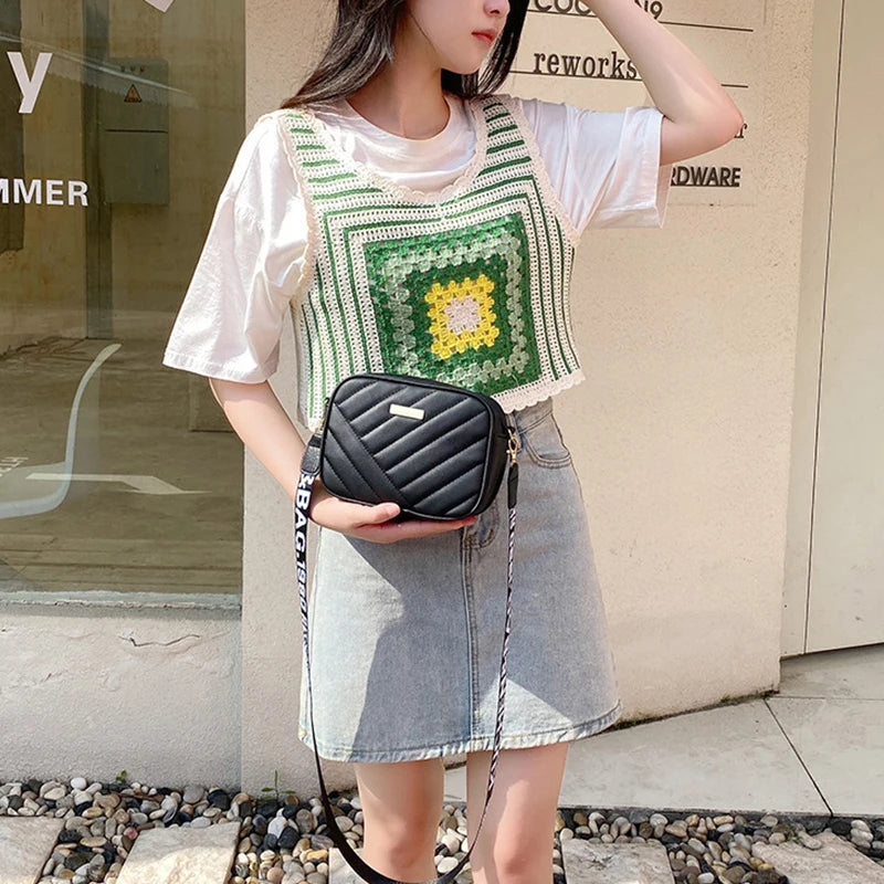 Quilted PU Leather Shell Crossbody | Small Designer Zipper Purse Luxegan