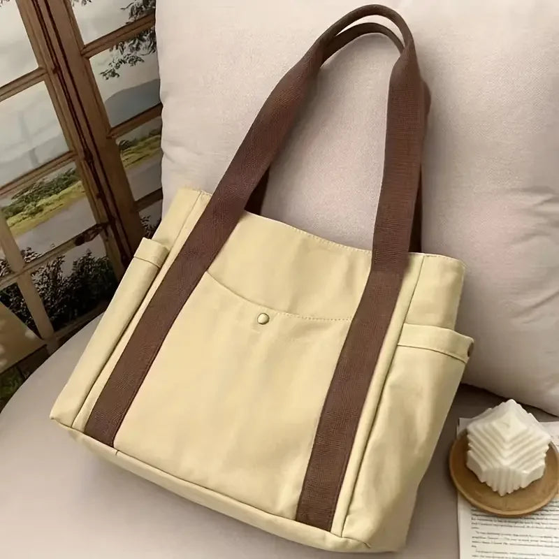 Large Capacity Canvas Tote | Multi-Pocket Shoulder Bag Luxegan
