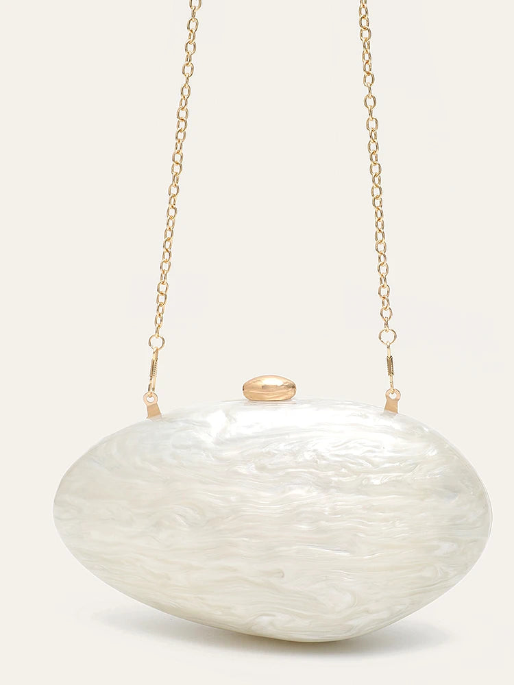 Glamorous Shell Minaudiere | Elegant Acrylic Evening Clutch Luxegan