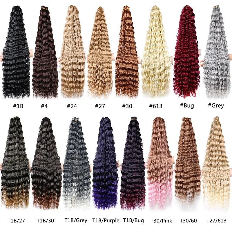 30 Inch Pre-Stretched Deep Wave Crochet Hair – Ombre Soft Curly Braiding Hair for Women Luxegan