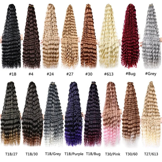 30 Inch Pre-Stretched Deep Wave Crochet Hair – Ombre Soft Curly Braiding Hair for Women - view 2