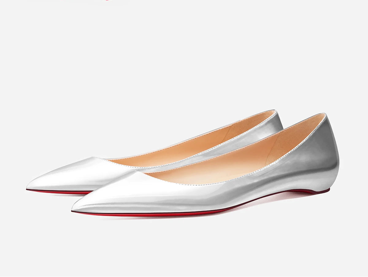 New Style Pointed Red-Sole Flats | Sophisticated "Inner Heightening" Wedge Pumps | Elegant "Handmade Patent Leather" Silhouette | "Dignified" Shallow Mouth Low Heels for Radiant Versatile Casual Styling Luxegan