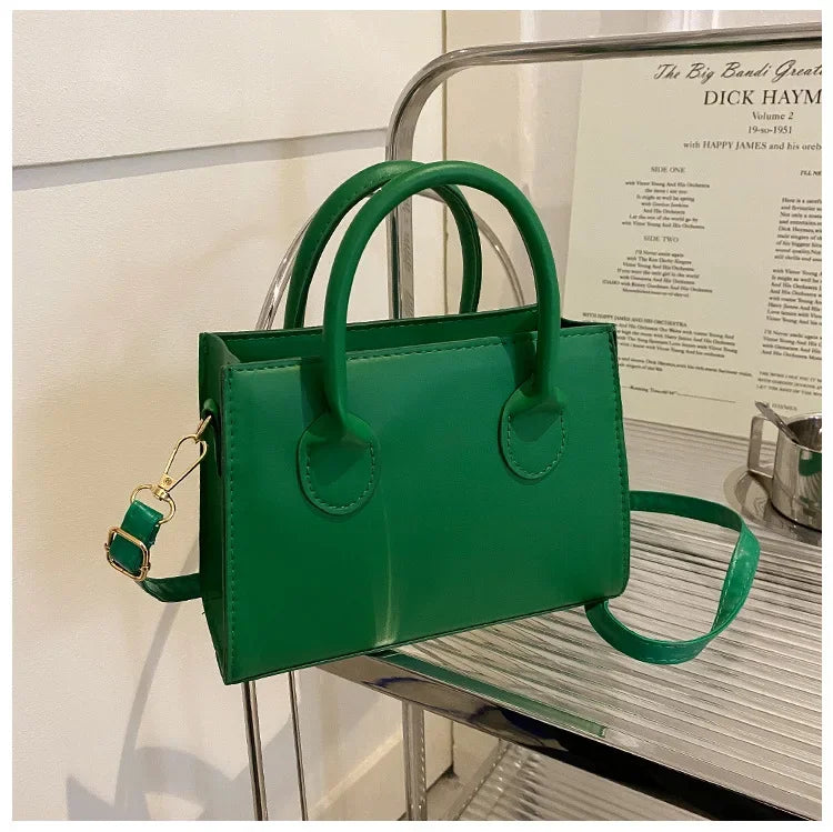 Minimalist Black Small Square Bag | Classic Top Handle Purse & Work Handbag Luxegan