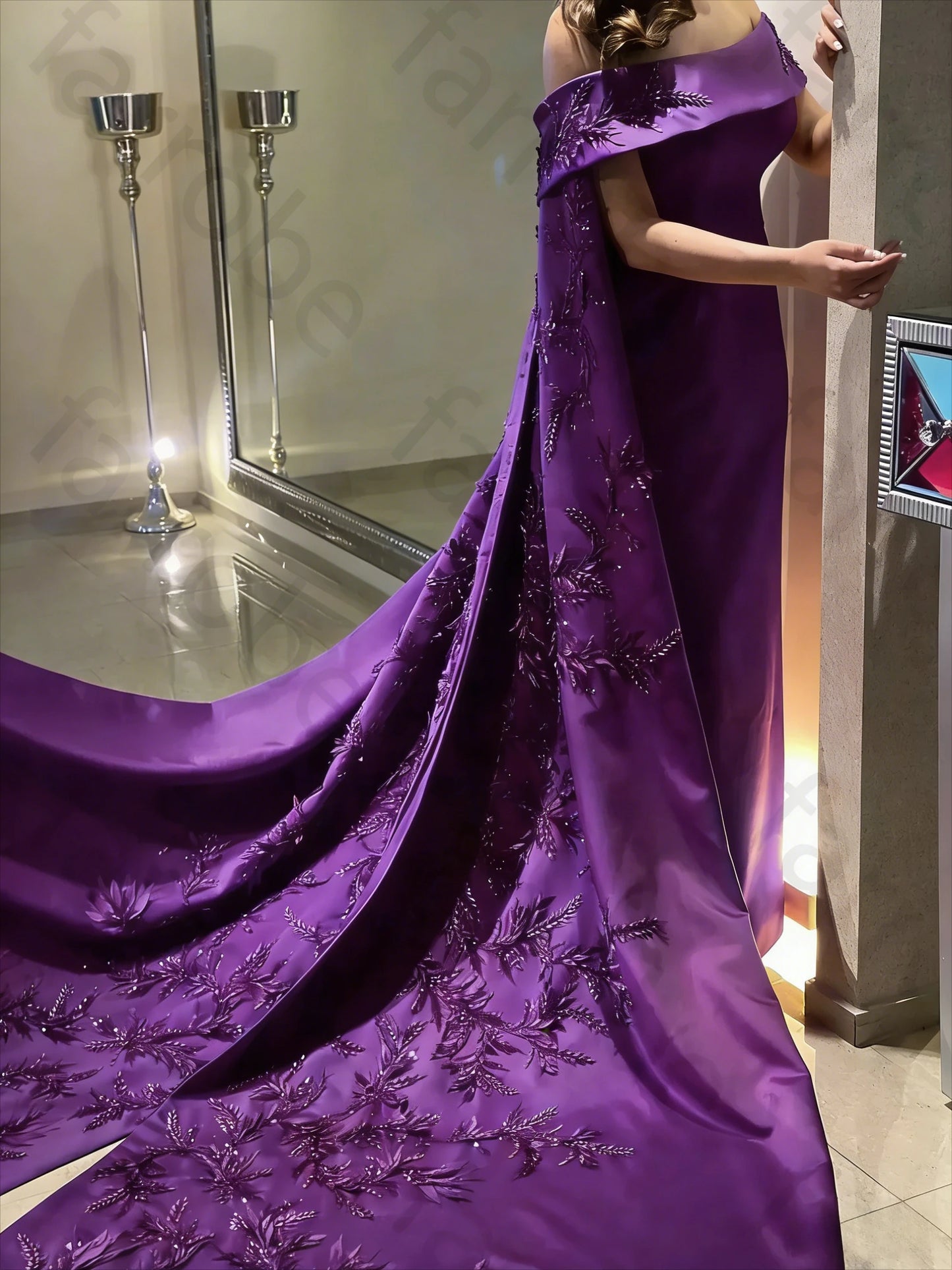 Elegant Beaded Applique Long Wrap Prom Gown | Ankle-Length Sheath Evening Party Dress | Premium Floral Chiffon A-Line Special Occasion Dress | Model 1 Sleeveless Cap Sleeve Gown with Zipper Back Luxegan