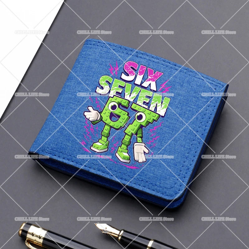 Anime "Six Seven" Brainrot Canvas Wallet | Sophisticated "Multi-Card Slot" Silhouette | High-End Boys Folding Billfold & Card Holder | "Dignified" High-Performance Short Coin Purse for Radiant Versatile Styling Luxegan