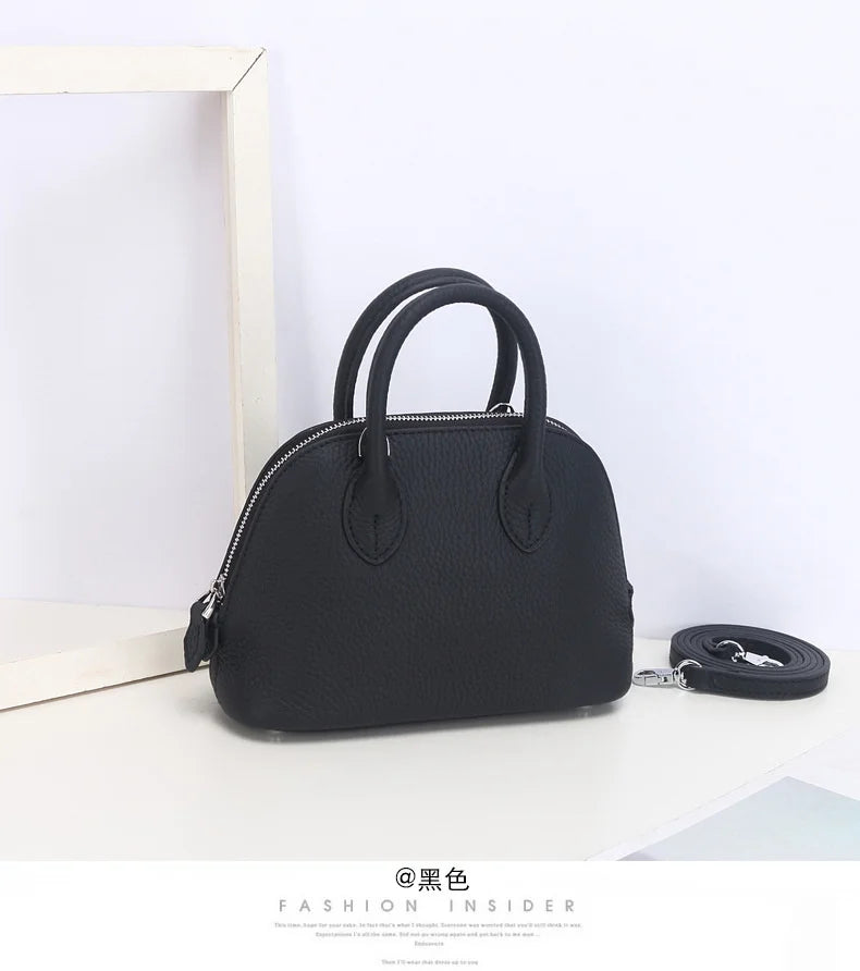 Shell Bag Women's Messenger Bag | Cow Leather Simple Shoulder Bag & Fashion Ladies Classic Handbag (Small Mobile Phone Crossbody Bag) Luxegan
