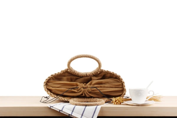 Summer Handmade Moon-Shaped Bag | Women's Woven Straw Bag & Top-Handle Tote Luxegan
