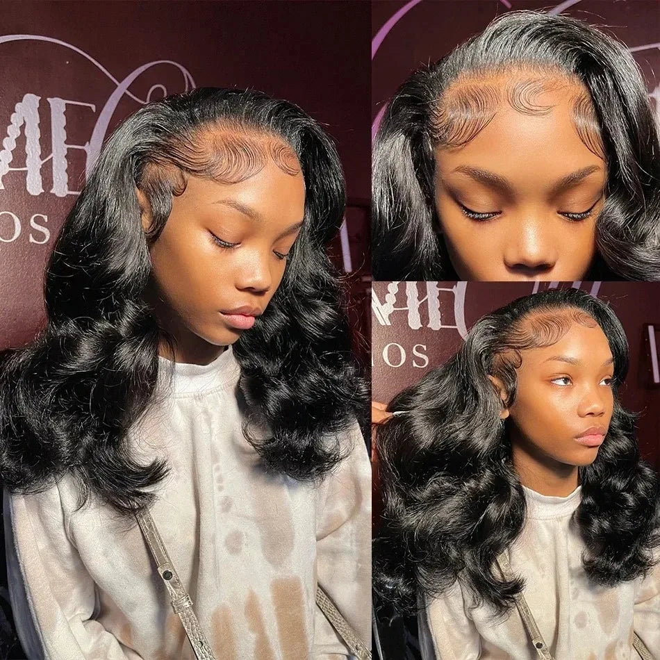Brazilian Body Wave Bob Wig | 13x6 HD Transparent Lace Front & 13x4 Lace Frontal Human Hair Wig (Pre-Plucked 14-16 Inch for Women) Luxegan