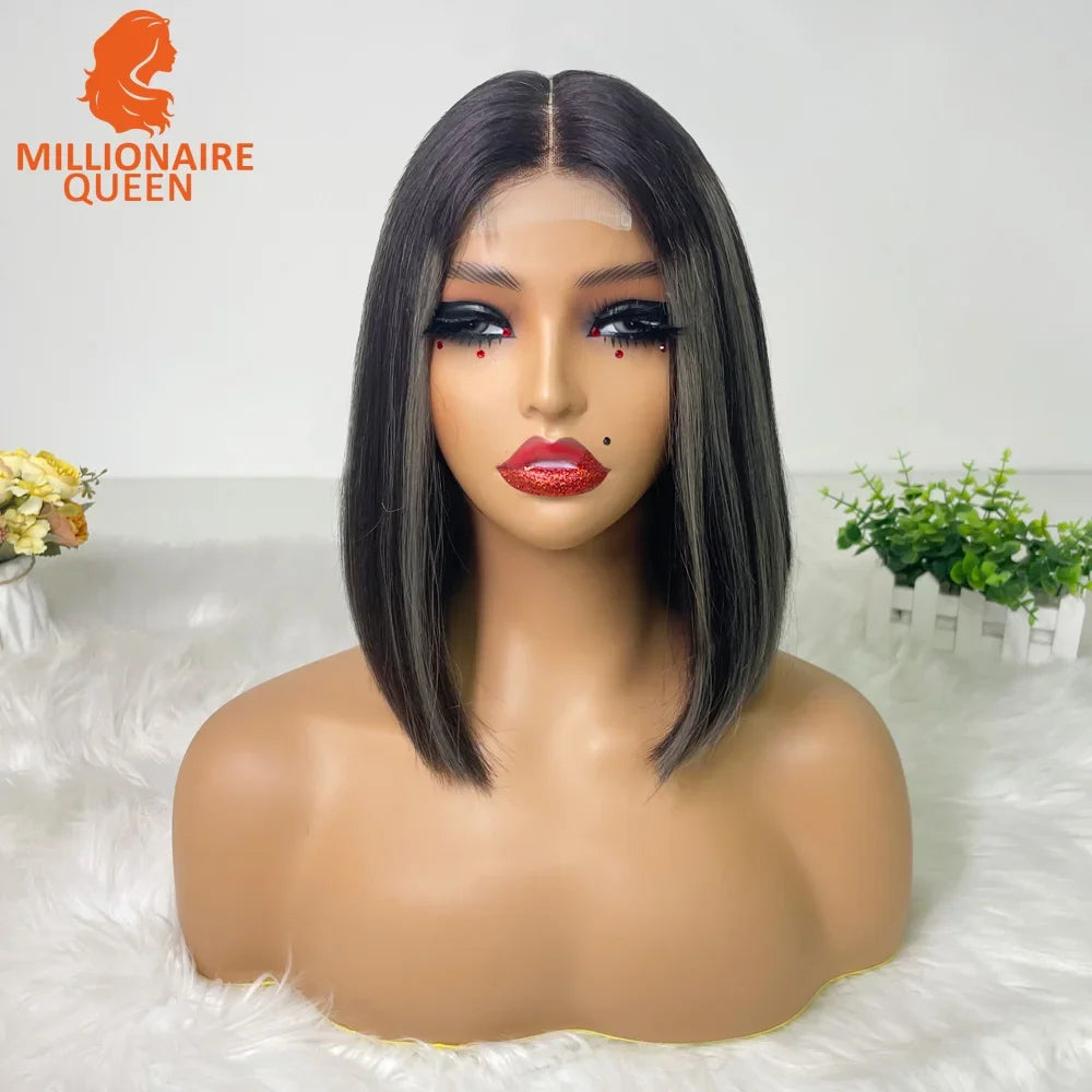 Highlight P4/30 Brown Vietname Bone Straight Bob Wig Super Double Drawn Human Hair 2x6 Glueless Lace Closure Wig For Black Women