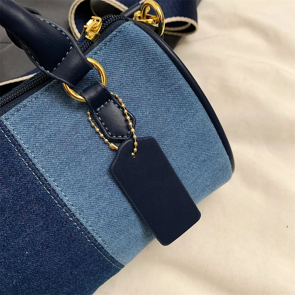 Patchwork Colorblock Mini Handbag | Denim Shoulder & Crossbody Bag Luxegan