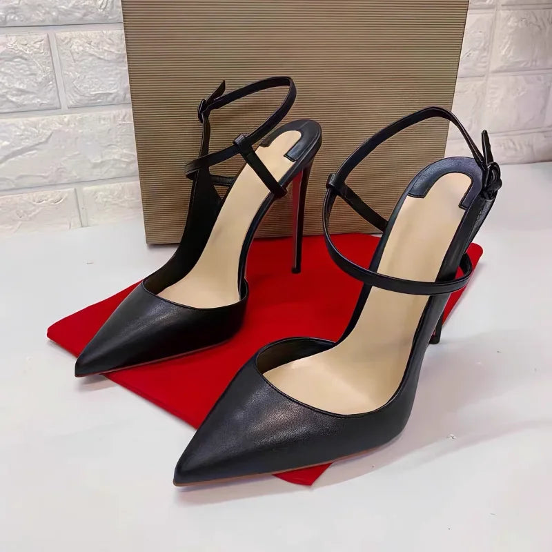 New Spring/Summer 12cm Ultra Shallow Stiletto | Sophisticated Black Red-Bottom High Heels | Elegant "Handmade Patent Leather" Silhouette | "Dignified" Sexy Pointed Single Shoes for Radiant Versatile Styling Luxegan
