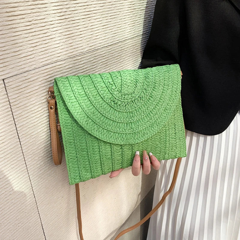 Bolsos de playa de verano para mujer Bolso bandolera de paja hecho a mano con sobre Bolso de - view 56