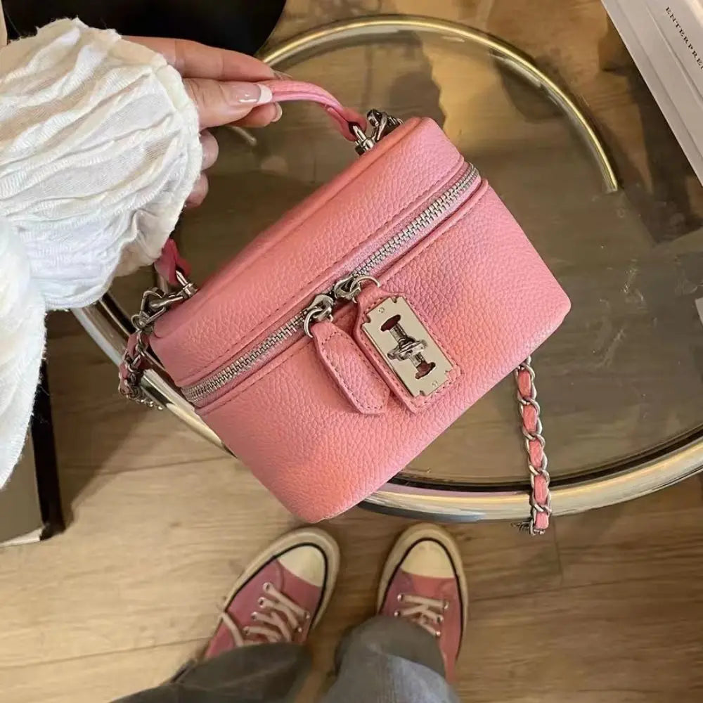 Mini Fashion PU Crossbody Bag | Sophisticated Lock-Buckle Shoulder Handbag | Elegant Coin Purse & Mobile Phone Bag | "Dignified" Soft Bucket Pouch for Trendy Daily Styling Luxegan