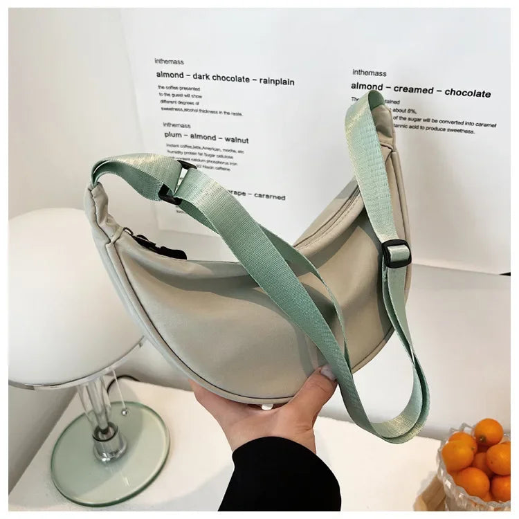 Solid Color Chest Bag for Women | Large Capacity Travel Crossbody & Half Moon Belt Bag (Ladies Daily Street Fanny Pack)Luxegan