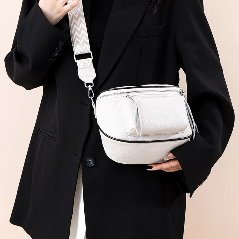 Genuine Leather Saddle Bag | Casual Cowhide Shoulder & Crossbody Bag Luxegan