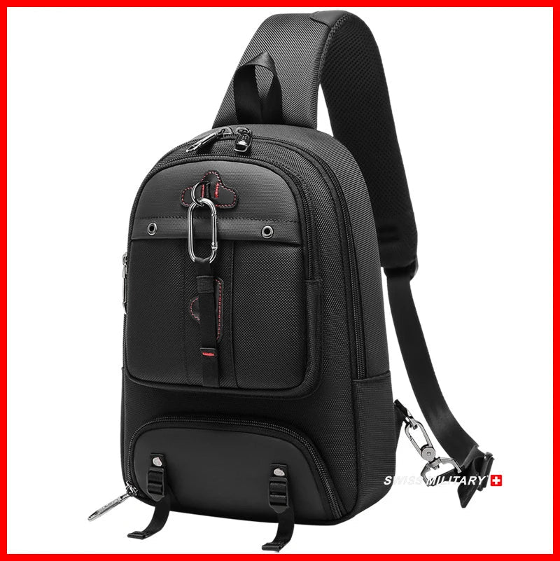 MILITARY Brand Anti-Theft Crossbody Chest Bag | New Men's Waterproof Shoulder Bag | Large Capacity Water-Repellent Travel Pack | Premium Oxford Unisex Flap Sling Bag with Multi-Pocket Interior Luxegan