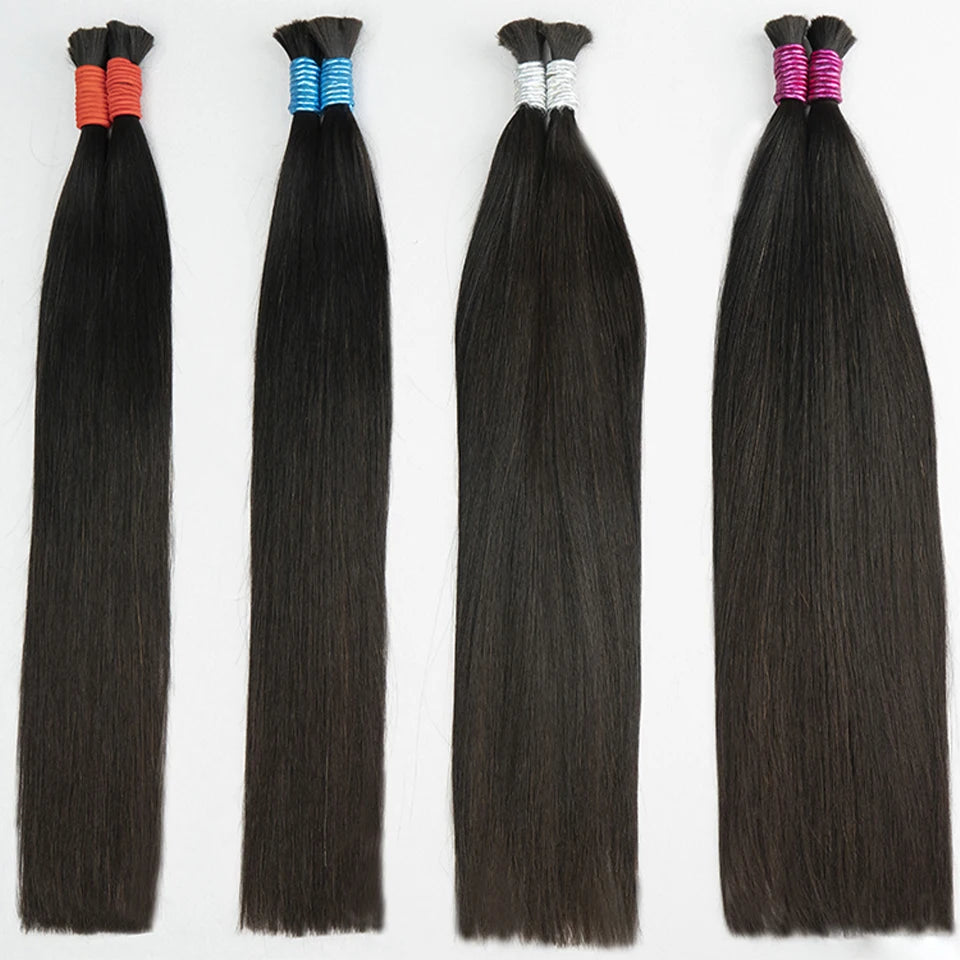 Straight Human Hair for Braiding | No-Weft Bulk Extensions | 18–30 Inches