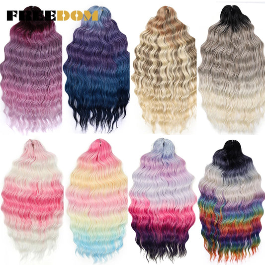 FREEDOM Synthetic Water Wave Crochet Braiding Hair 24 Inch – Ombre & Multi-Tone | 88 Colors | 300g