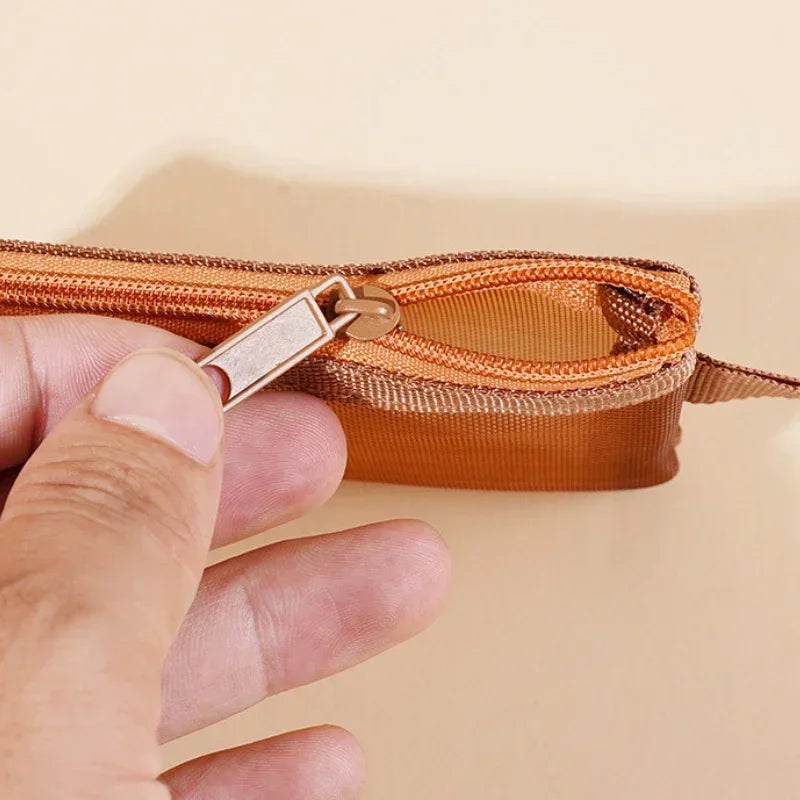 Pequeño Bolso Cuadrado de Color Sólido para Monedas, Organizador de Nylon de Malla para Pintalabios, Llaves, Auriculares, Tarjetero de Bus, Banco, Identificación, Tarjetas de Crédito, Estuche de Almacenamiento