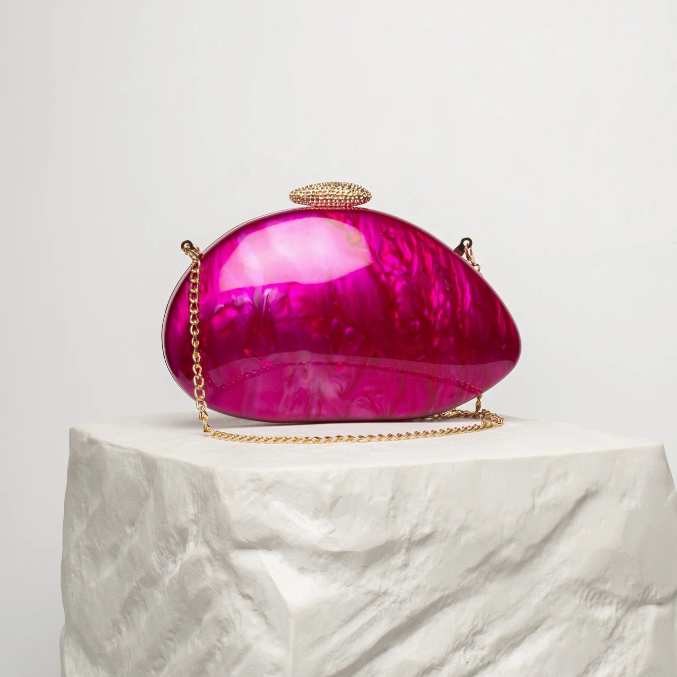 Marble Pattern Acrylic Shell Bag | Fashion Wedding & Evening Clutch Luxegan