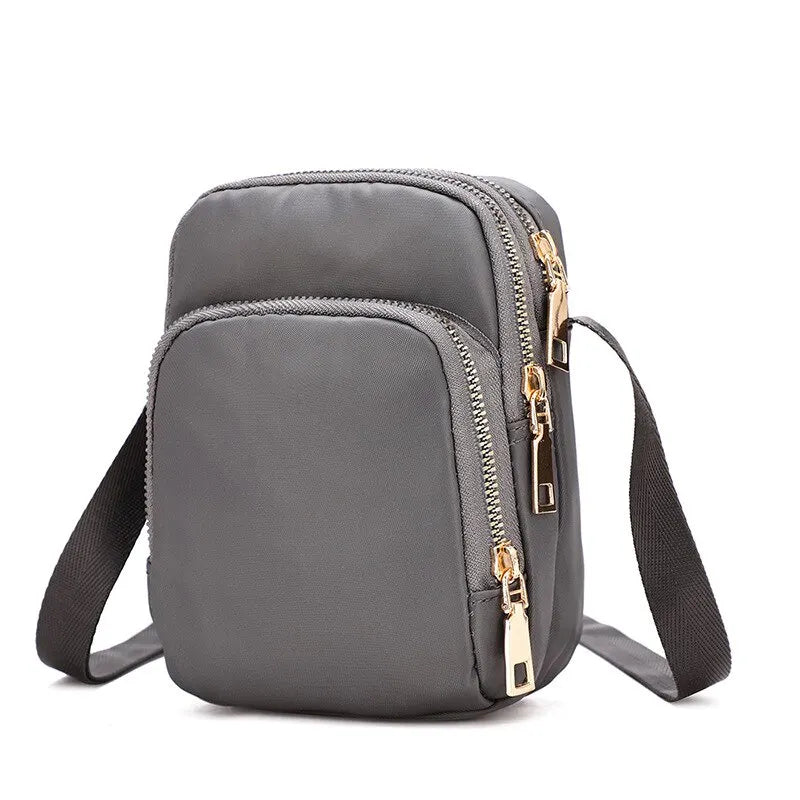 Women’s Waterproof Nylon Shoulder Bag | Multifunction Crossbody Mobile Phone Purse | Fashionable Lady’s Wrist Pouch & Handbag | Elegant Flap Bag with Applique Detail Luxegan