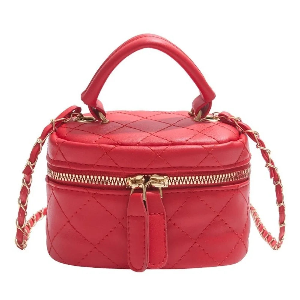 Mini Diamond Quilted Leather Bucket Bag Multi-Color Checkered Pattern Crossbody Bag with Gold Chain Shoulder Strap Shoulder Bag Luxegan