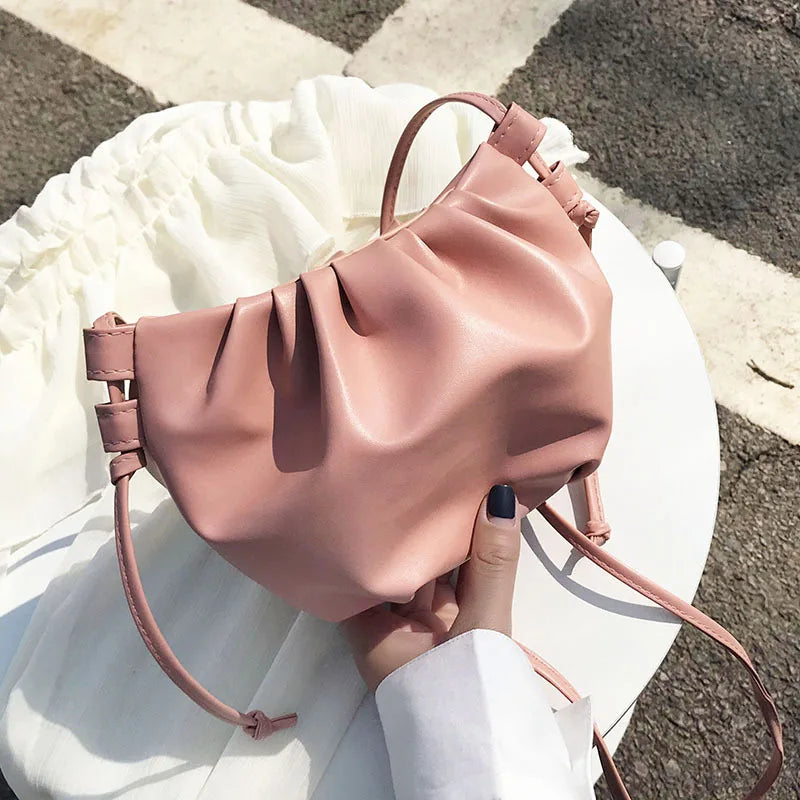 Fashion Women Shoulder Bag New Arrival Crossbody Bag Female | Solid Color Pleated Design Mini Zipper Cloud Bag for Girl (Сумка) Luxegan