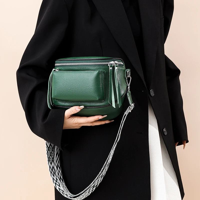 Genuine Leather Saddle Bag | Casual Cowhide Shoulder & Crossbody Bag Luxegan